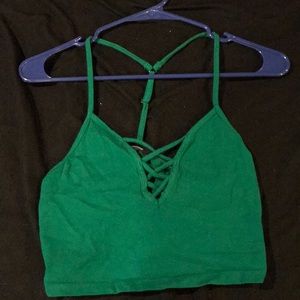 Green Strappy Crop Top